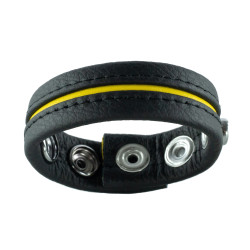 The Red Cockring en cuir 3 Pressions Noir-Jaune
